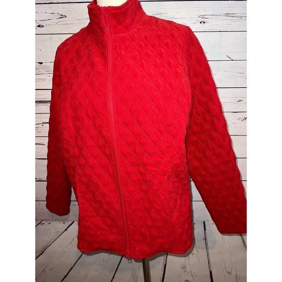 NTCO Nomadic Traders Quilted full zip jacket Large Lined Red Christmas Puffer - Picture 5 of 9